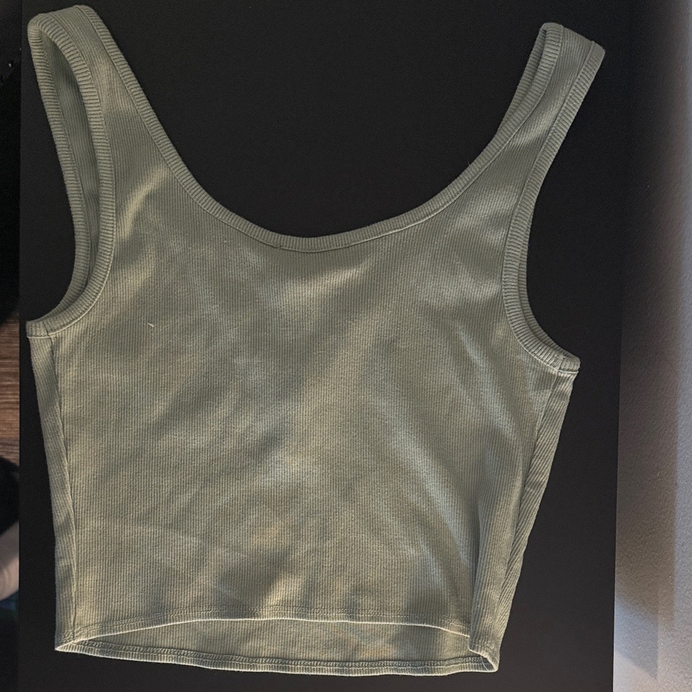Sage Green Ribbed Tank Top - Picture 2 of 2